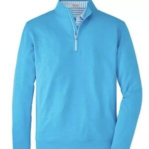 Peter Millar M Caribbean Blue Perth Melange Quarter-Zip Golf Pullover NWT